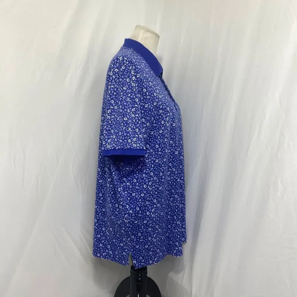 Polo Ralph Lauren Polo Shirt Mens XL Blue White Floral Print Classic Fit Golf